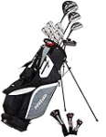 Top Line Men’s M5 Golf Club Set , Left Handed Only, Includes Driver, Wood, Hybrid, 5, 6, 7, 8, 9, PW Stainless Steel Irons with True Temper Steel Shaft, Putter, Stand Bag & 3 Headcovers