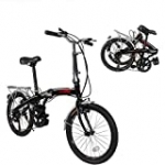 Xspec 20″ 7 Speed Folding Compact City Commuter Bike, Black