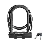 Kryptonite Bike U-Lock with Braided Steel Cable, High Security Anti-Theft Bicycle U Lock, 12mm Shackle and 8mm x4ft Length Security Cable with Keys for Scooter Road Mountain Bikes,Black