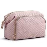 BAGSMART Travel Makeup Bag, Cosmetic Bag Make Up Organizer Case,Large Wide-open Pouch for Women Purse for Toiletries Accessories Brushes Pink