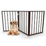 3-Panel Indoor Foldable Dog Fence for Stairs, Hallways, or Doorways – 54×24-Inch Wood Freestanding Dog Gates by PETMAKER (Brown)