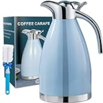 PARACITY Thermal Coffee Carafe, 18/8 Stainless Steel Thermos for Hot Drinks, Double Wall Vacuum Insulated Coffee Thermos, 51 OZ Coffee Carafes for Keeping Hot Coffee& Tea with Cleaner Brush (Blue)