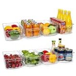 HOOJO Refrigerator Organizer Bins – 8pcs Clear Plastic Bins For Fridge, Freezer, Kitchen Cabinet, Pantry Organization, BPA Free Fridge Organizer, 12.5″ Long, Clear