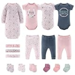 The Peanutshell Newborn Clothes & Accessories Gift Set for Baby Girls – 16 Piece Layette Set – Floral – Fits Newborn to 3 Months