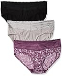 Warner’s womens Blissful Benefits No Muffin 3 Pack Hipster Panties, Amaranth Abstract Print Black Platinum, Large US