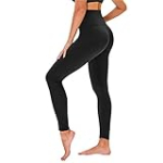 High Waisted Leggings for Women – No See Through Tummy Control Cycling Workout Yoga Pants with Pockets Reg & Plus Black