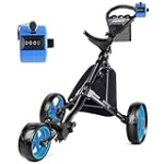 JANUS Golf cart, Golf Bag cart, Foldable Golf Push cart, Golf Pull cart, Option with Clicker Scorer or Phone Holder, 3 Wheel Golf Push carts