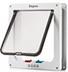 Depets Large Cat Door (Outer Size 9.9″ x 9.2″), 4 Way Locking Cat Flap Door for Interior Exterior Doors, Weatherproof Pet Doors for Cats & Doggie with Circumference < 23", Suitable for Window & Wall