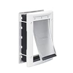 PetSafe Plastic Dog and Cat Door, Small, For Pets Up To 15 lb, Paintable, Easy DIY Installation, Security Cover Included, Install in Interior and Exterior Doors or Walls, Durable, Adjustable Flap