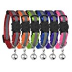Upgraded Version – Reflective Cat Collar with Bell, Set of 6, Solid & Safe Collars for Cats, Nylon, Mixed Colors, Pet Collar, Breakaway Cat Collar, Free Replacement (6-Pack)