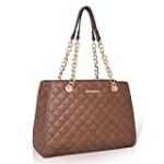 Montana West Shoulder Handbags for Women Quilted Tote Purse Ladies Designer Satchel Hobo Bag with Chain Strap Gift FBA-ABU-MWC-040-BR