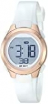 Amazon Essentials Women’s Digital Chronograph Rose Gold-Tone and White Resin Strap Watch