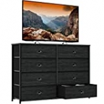 Furnulem 8 Drawer Dresser Wide 40” Long, Storage Chest of Drawer for 42” TV Stand, Closet, Bedroom, Nursery, Living Room Rustic Furniture-Black Oak