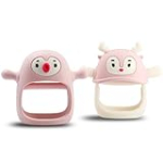 Smily Mia Teething Toys for Babies 0-12 Months, Penguin and Reindeer Baby Gift Set, Chew Toys 3M+, Hand Teether Set, Light Pink