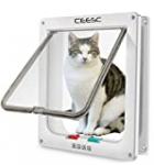 CEESC Extra Large Cat Door (Outer Size 11″ x 9.8″), 4 Way Locking Large Cat Door for Interior Exterior Doors, Weatherproof Pet Door for Cats & Doggie with Circumference < 24.8" (White)