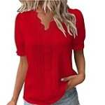 Prime Lightning Deals Today, Amazon, Overstock Outlet, Linen Shirt Women Womens Evening Elegant Tops Classy Party Dressy Casual Oversized Tshirts For Women Puff Sleeve Blouse Hollow V Neck Tunic