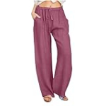 Lightning Deals of Today Prime by Hour mis pedidos recientes Cheapest Thing on Amazon Wide Leg Linen Pants for Women Casual Loose Fitting Pants Drawstring Palzzo Pants Summer Outfits for Women 2024