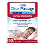 Clear Passage Nasal Strips Extra Strength, Tan, 50 Count | Works Instantly to Improve Sleep, Reduce Snoring, & Relieve Nasal Congestion Due to Colds & Allergies