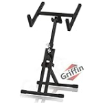 Guitar Combo Amplifier Stand by GRIFFIN | PA Speaker Karaoke Monitor Holder | Low Profile Pro-Audio Amp Tilt Back Mount Stand | Adjustable Speaker Cabinet Stage Equipment Platform Riser & Studio Chair